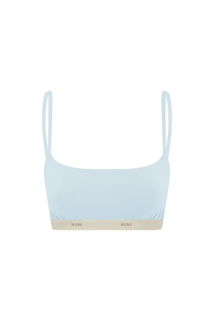 The Square Neck Bralette in daylight.  Front view showing slightly scooped square neck shape and NUNE soft elastic under bust