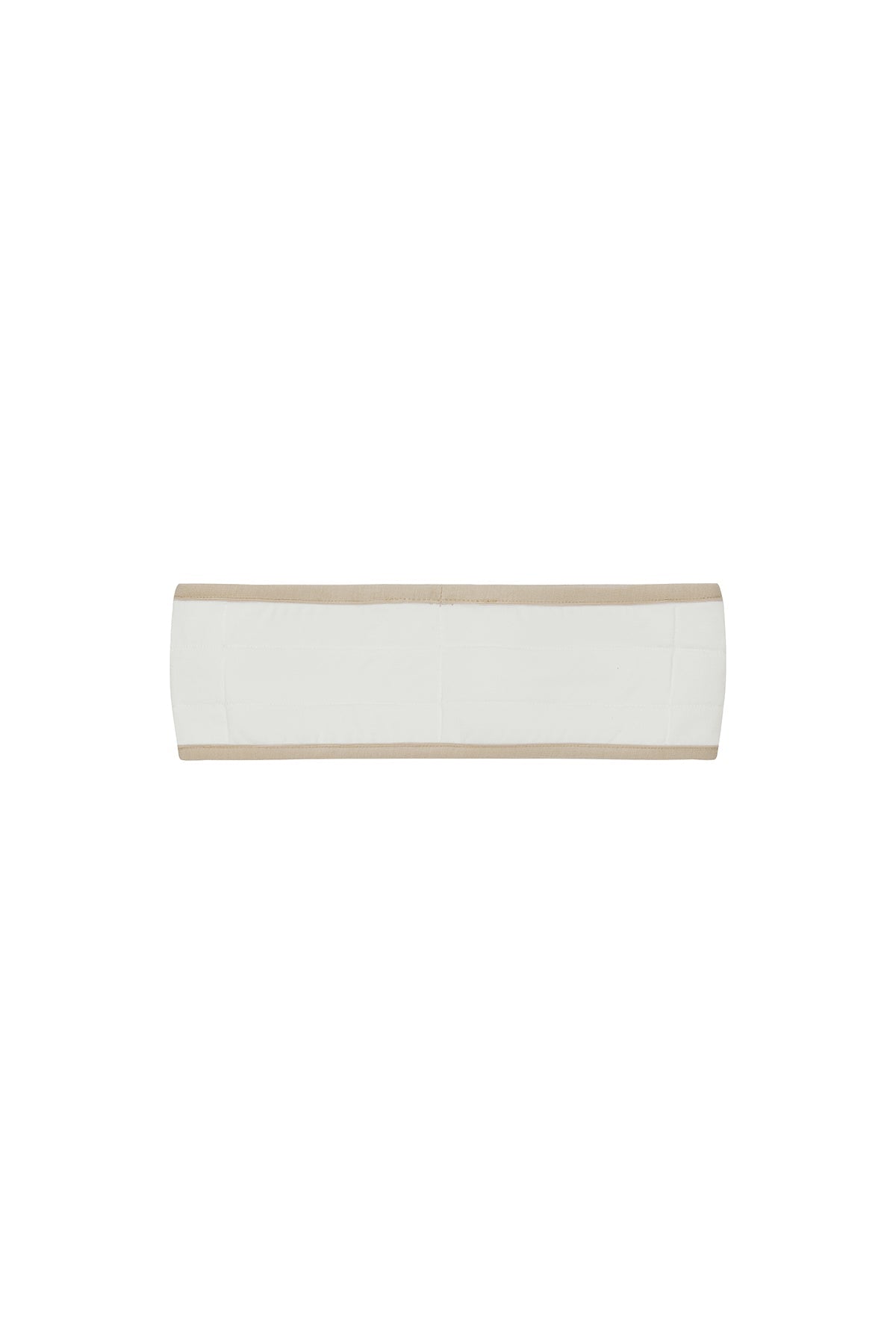 White padded, adjustable headband with latte bind edge back view