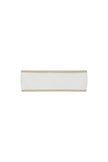 White padded, adjustable headband with latte bind edge back view