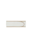 White padded, adjustable headband with latte bind edge and velcro adjustable closure