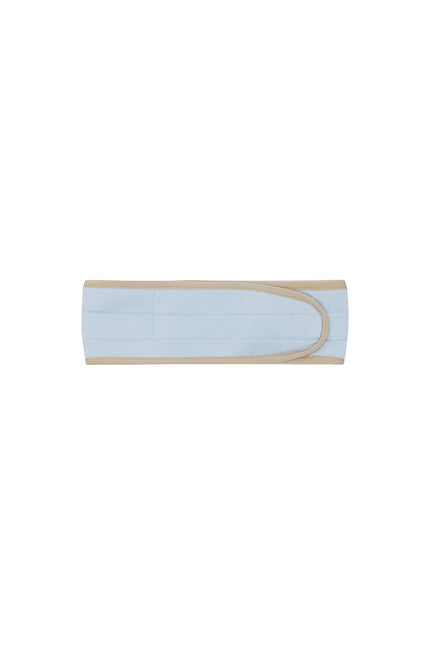 Daybreak padded, adjustable headband with Latte bind edging and velcro adjustable closure