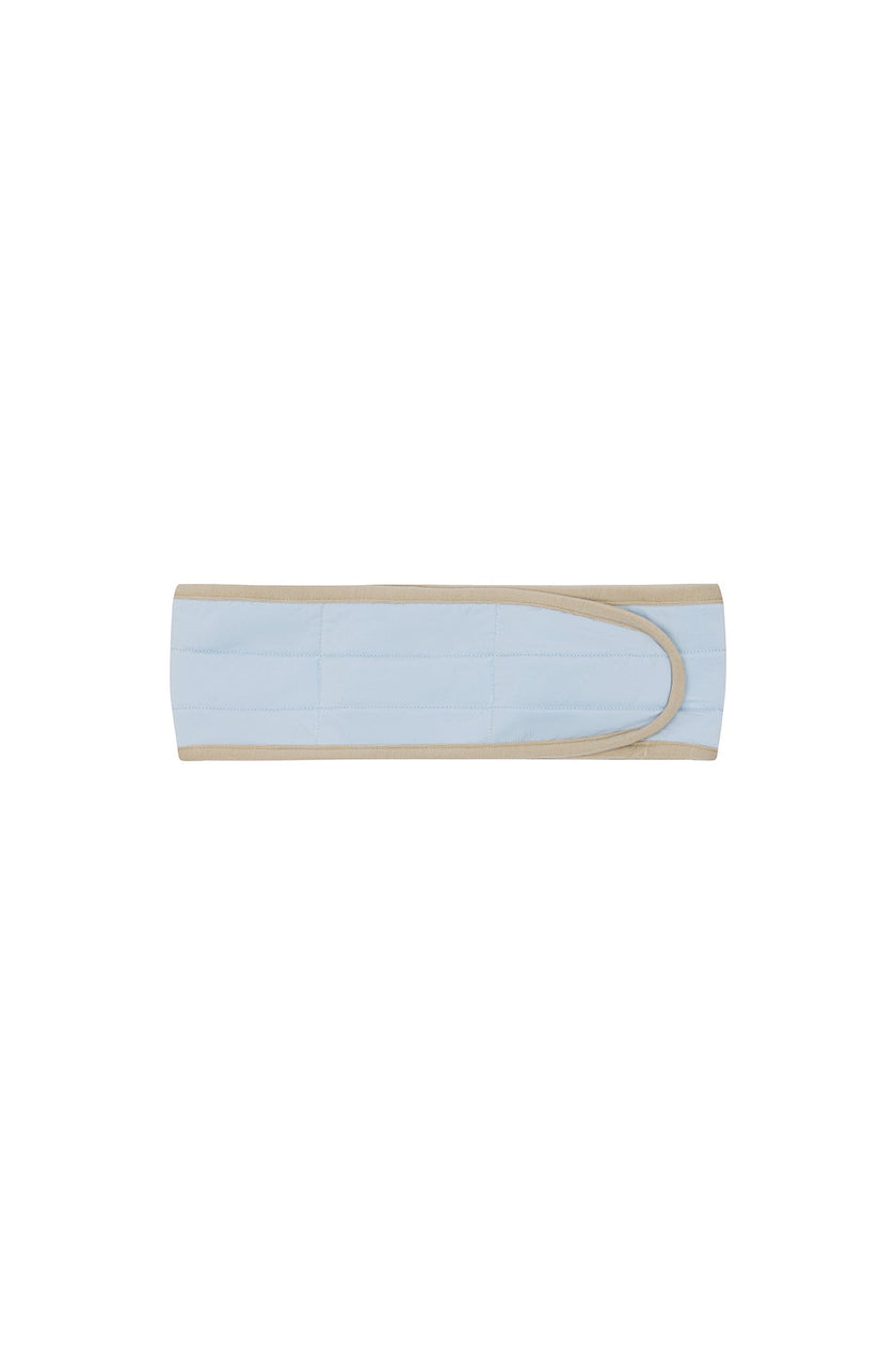 Daybreak padded, adjustable headband with Latte bind edging and velcro adjustable closure