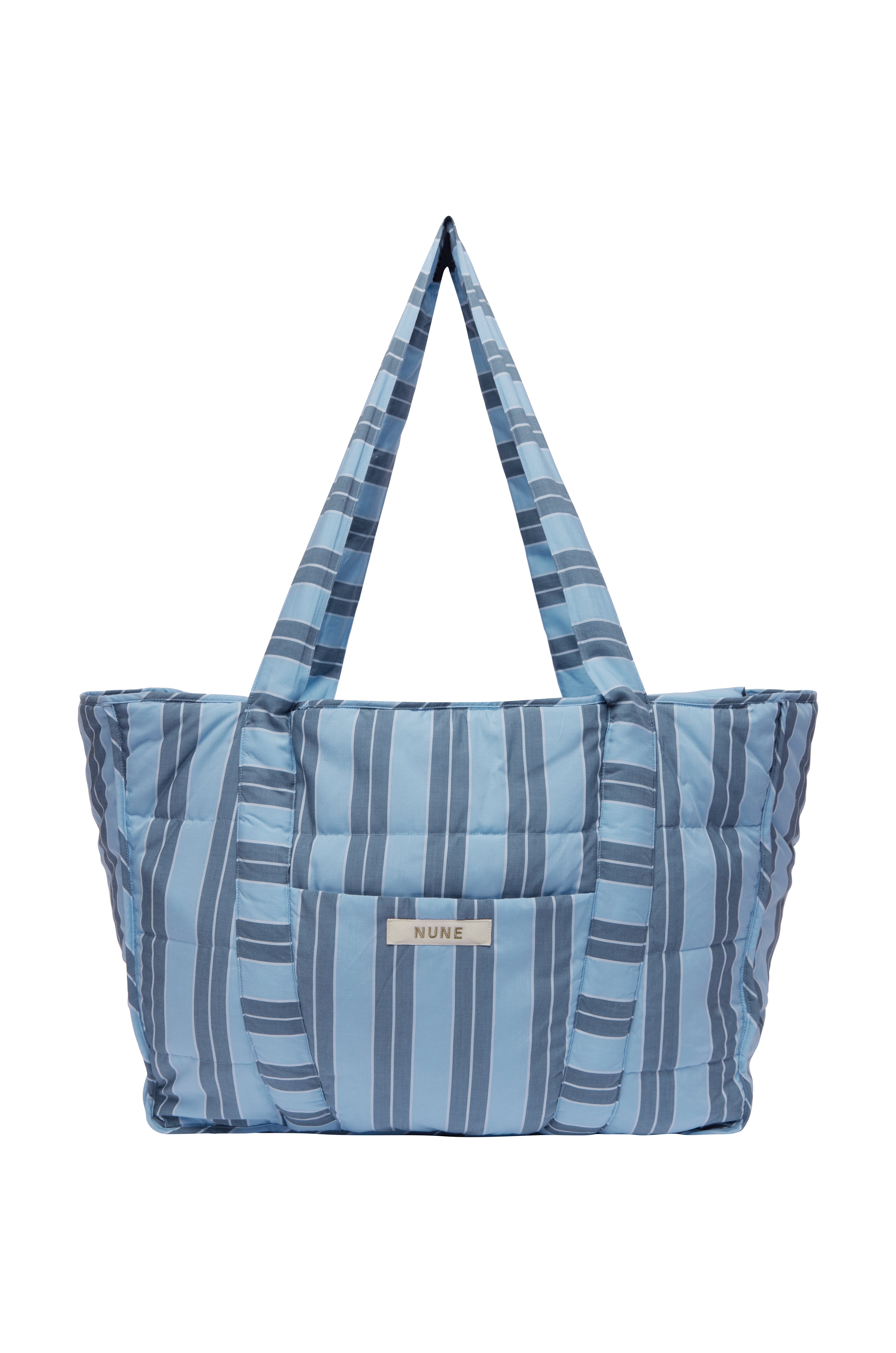 Daybreak Stripe Doona Tote front view showing front pocket