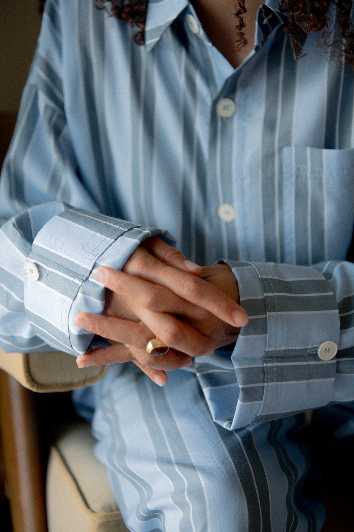 Long Sleeve Sleep Shirt Macel - Daybreak Stripe