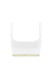 The Square Neck Bralette in white.  Back view showing adjustable straps and NUNE soft elastic under bust